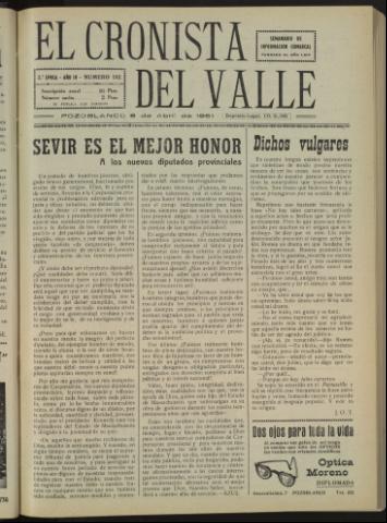 'El Cronista del Valle' - Época 2ª Año IV Número 182 - 1961 abril 08