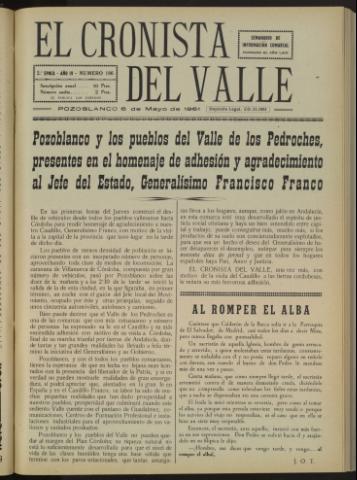 'El Cronista del Valle' - Época 2ª Año IV Número 186 - 1961 mayo 06