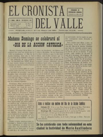 'El Cronista del Valle' - Época 2ª Año IV Número 189 - 1961 mayo 27