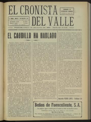 'El Cronista del Valle' - Época 2ª Año IV Número 191 - 1961 junio 10