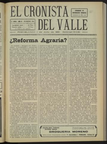 'El Cronista del Valle' - Época 2ª Año IV Número 194 - 1961 julio 01
