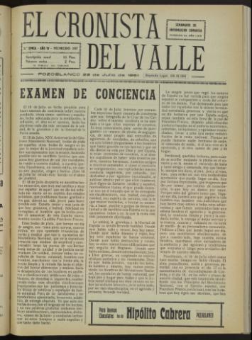'El Cronista del Valle' - Época 2ª Año IV Número 197 - 1961 julio 22