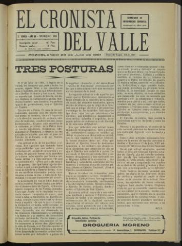 'El Cronista del Valle' - Época 2ª Año IV Número 198 - 1961 julio 29