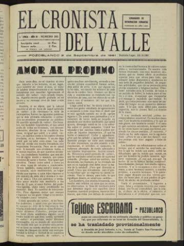 'El Cronista del Valle' - Época 2ª Año IV Número 203 - 1961 septiembre 02