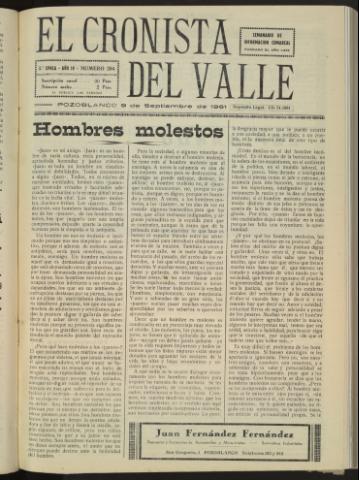 'El Cronista del Valle' - Época 2ª Año IV Número 204 - 1961 septiembre 09