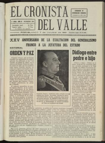 'El Cronista del Valle' - Época 2ª Año IV Número 208 - 1961 octubre 07