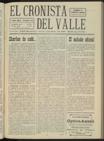 'El Cronista del Valle' - Época 2ª Año IV Número 209 - 1961 octubre 14
