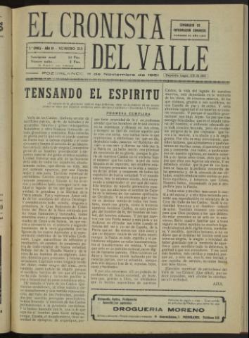 'El Cronista del Valle' - Época 2ª Año IV Número 213 - 1961 noviembre 11
