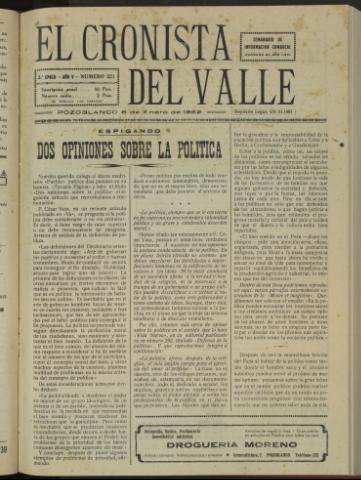 'El Cronista del Valle' - Época 2ª Año V Número 221 - 1962 enero 06