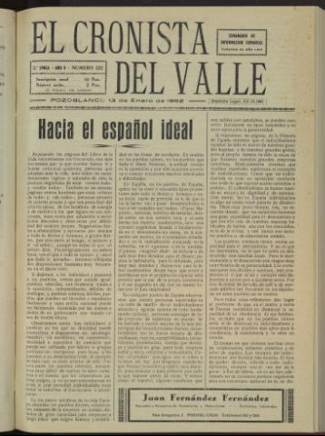 'El Cronista del Valle' - Época 2ª Año V Número 222 - 1962 enero 13