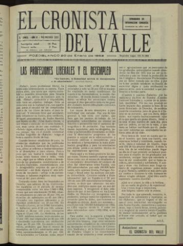 'El Cronista del Valle' - Época 2ª Año V Número 223 - 1962 enero 20