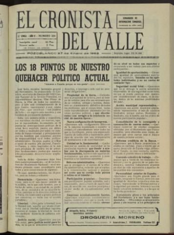 'El Cronista del Valle' - Época 2ª Año V Número 224 - 1962 enero 27