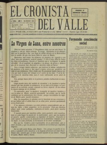 'El Cronista del Valle' - Época 2ª Año V Número 228 - 1962 febrero 24