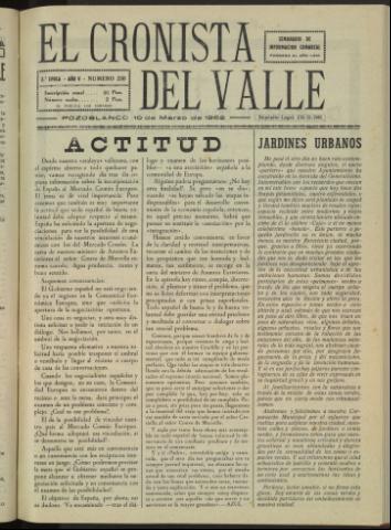 'El Cronista del Valle' - Época 2ª Año V Número 230 - 1962 marzo 10
