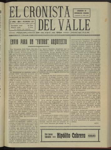 'El Cronista del Valle' - Época 2ª Año V Número 237 - 1962 abril 28