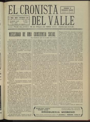 'El Cronista del Valle' - Época 2ª Año V Número 240 - 1962 mayo 19
