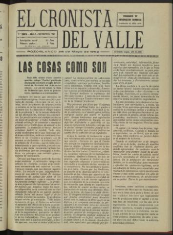 'El Cronista del Valle' - Época 2ª Año V Número 241 - 1962 mayo 26