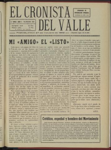 'El Cronista del Valle' - Época 2ª Año V Número 263 - 1962 octubre 27