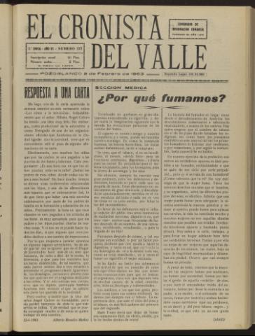'El Cronista del Valle' - Época 2ª Año VI Número 277 - 1963 febrero 02