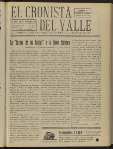 'El Cronista del Valle' - Época 2ª Año VI Número 278 - 1963 febrero 09