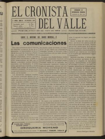 'El Cronista del Valle' - Época 2ª Año VI Número 288 - 1963 abril 20