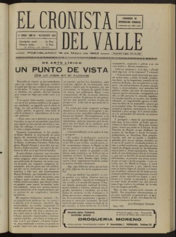 'El Cronista del Valle' - Época 2ª Año VI Número 292 - 1963 mayo 18