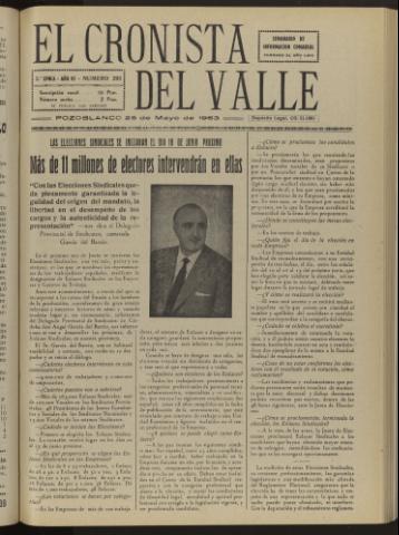 'El Cronista del Valle' - Época 2ª Año VI Número 293 - 1963 mayo 25