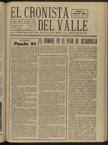 'El Cronista del Valle' - Época 2ª Año VI Número 298 - 1963 junio 29