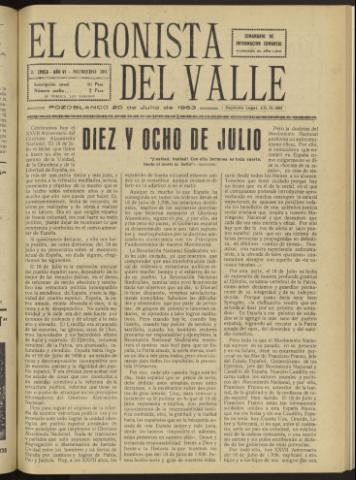 'El Cronista del Valle' - Época 2ª Año VI Número 301 - 1963 julio 20