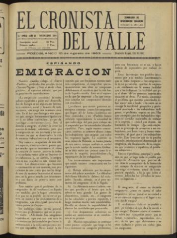 'El Cronista del Valle' - Época 2ª Año VI Número 304 - 1963 agosto 10