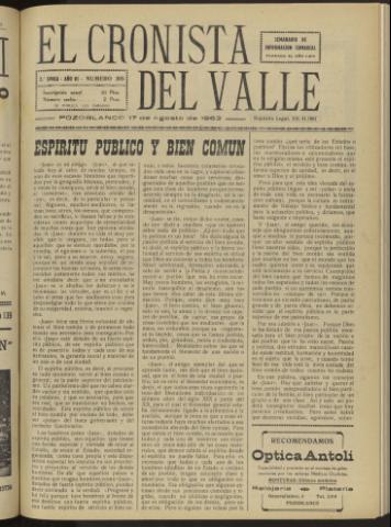 'El Cronista del Valle' - Época 2ª Año VI Número 305 - 1963 agosto 17