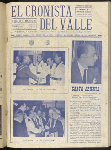 'El Cronista del Valle' - Época 2ª Año VI Número 308-310 - 1963 septiembre 21