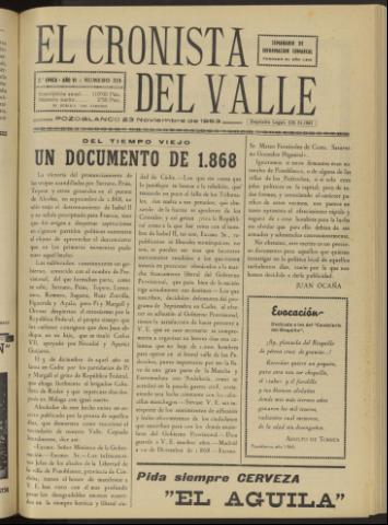 'El Cronista del Valle' - Época 2ª Año VI Número 318 - 1963 noviembre 23