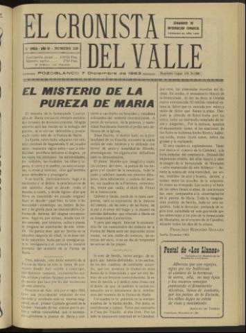 'El Cronista del Valle' - Época 2ª Año VI Número 320 - 1963 diciembre 07