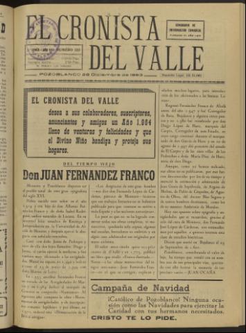 'El Cronista del Valle' - Época 2ª Año VI Número 323 - 1963 diciembre 28