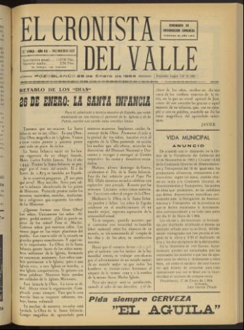 'El Cronista del Valle' - Época 2ª Año VII Número 327 - 1964 enero 25