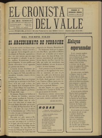 'El Cronista del Valle' - Época 2ª Año VII Número 330 - 1964 febrero 15