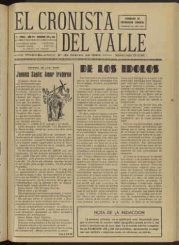 'El Cronista del Valle' - Época 2ª Año VII Número 335-336 - 1964 marzo 21
