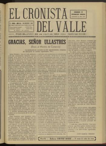 'El Cronista del Valle' - Época 2ª Año VII Número 340 - 1964 abril 25