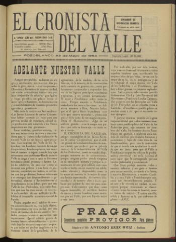 'El Cronista del Valle' - Época 2ª Año VII Número 344 - 1964 mayo 23