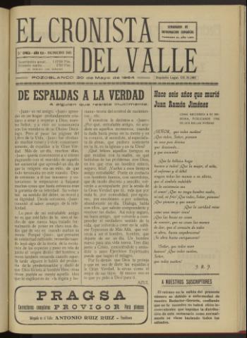 'El Cronista del Valle' - Época 2ª Año VII Número 345 - 1964 mayo 30