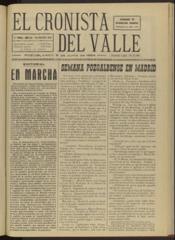 'El Cronista del Valle' - Época 2ª Año VII Número 346 - 1964 junio 06