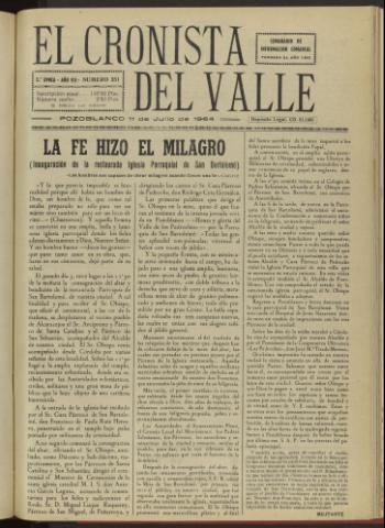 'El Cronista del Valle' - Época 2ª Año VII Número 351 - 1964 julio 11