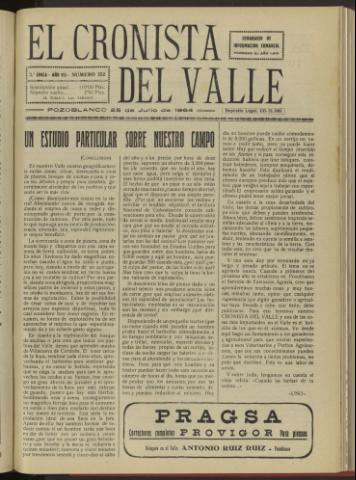 'El Cronista del Valle' - Época 2ª Año VII Número 353 - 1964 julio 25