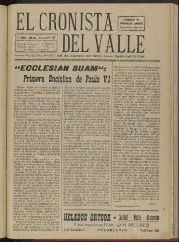 'El Cronista del Valle' - Época 2ª Año VII Número 357 - 1964 agosto 22