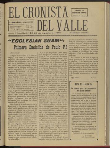 'El Cronista del Valle' - Época 2ª Año VII Número 358 - 1964 agosto 29