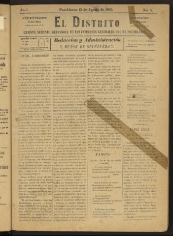 'El Distrito : revista Semanal Defensora de los Intereses Generales de Pozoblanco' - Año I Número 8 - 1895 agosto 14