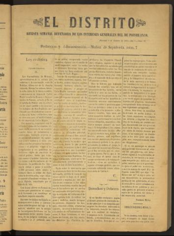 'El Distrito : revista Semanal Defensora de los Intereses Generales de Pozoblanco' - Año I Número 16 - 1895 octubre 09