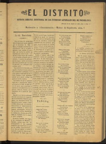 'El Distrito : revista Semanal Defensora de los Intereses Generales de Pozoblanco' - Año I Número 18 - 1895 octubre 23