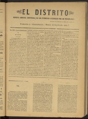 'El Distrito : revista Semanal Defensora de los Intereses Generales de Pozoblanco' - Año I Número 23 - 1895 noviembre 27